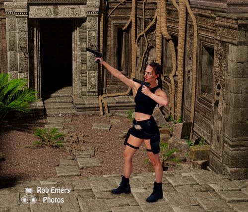 Lara Croft at Cambodian ruins